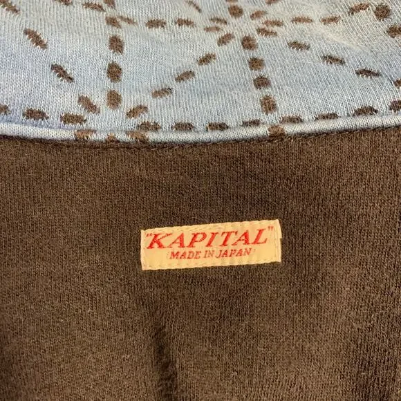 KAPITAL Size M Blue Black Triangle Cotton Two Pockets Jacket
